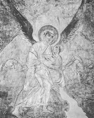 Jacob Wrestling With the Archangel Michael. 11th-century fresco. St. Sophia Cathedral in Kiev